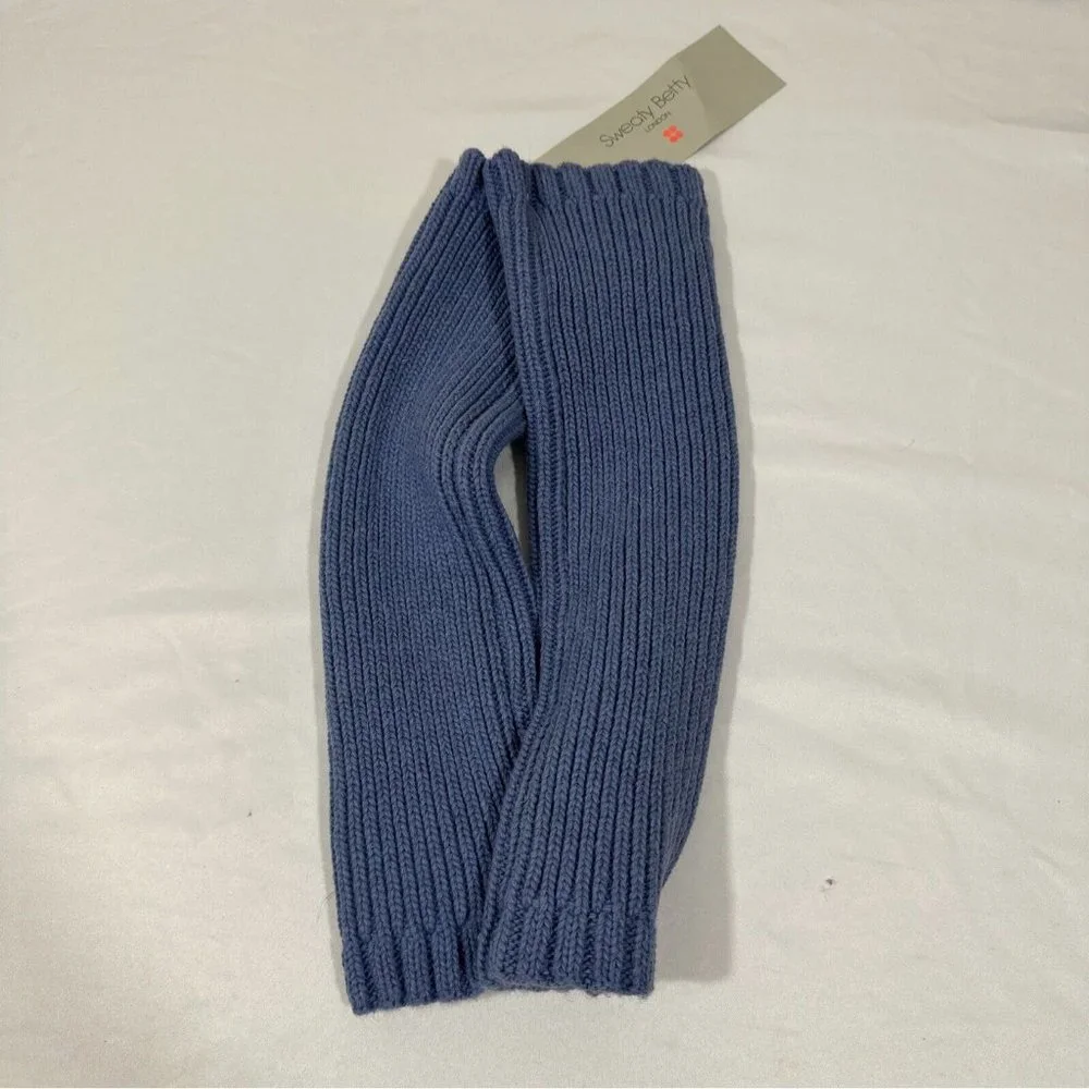 NWT Sweaty Betty Soft‎ Rib Fingerless Mittens Gloves in Dusk Blue